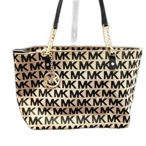 Michael Kors Black and Tan Tote Bag